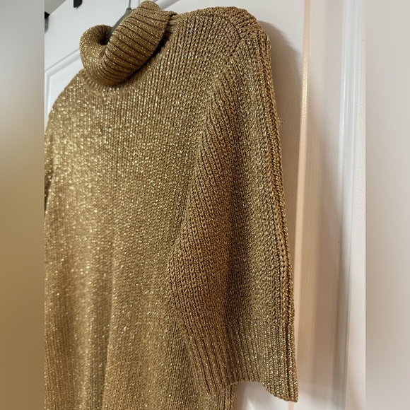 Liz Claiborne Gold Turtleneck Metallic Sweater Size- L - Picture 4 of 5